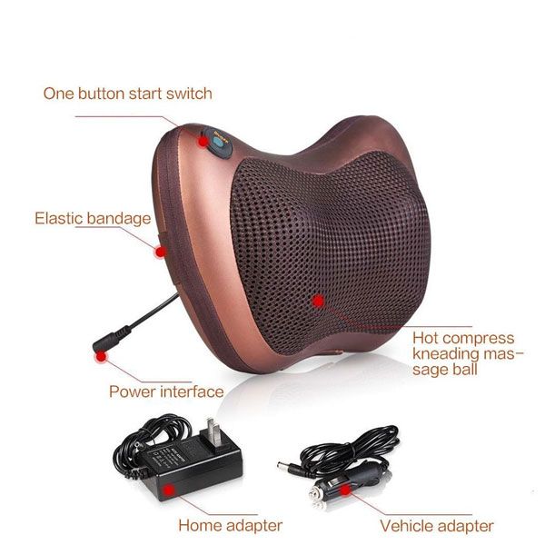 Pillow Massager With Deep Kneading Heated Massage Nodes Electric Cervical Body Massage