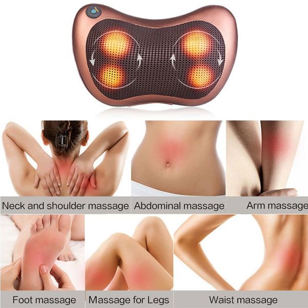 Pillow Massager With Deep Kneading Heated Massage Nodes Electric Cervical Body Massage