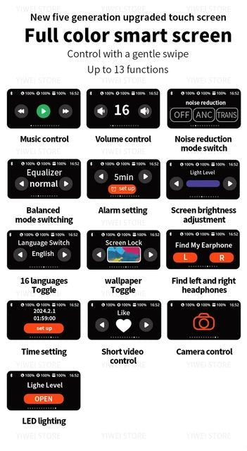 A9 Pro Touch Screen AirPods – ANC Wireless Earbuds With Bluetooth 5.0, LCD Display